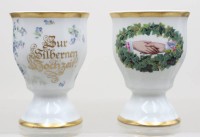 Auktion 371<br>Paar Becher, Zur Silberhochzeit, ca. H-12cm