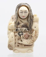 Auktion 371<br>Netsuke mit Wechselgesicht, signiert, wohl Kunstmasse, ca. H-5cm