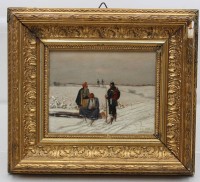 Auktion 371<br>Christian I SELL (1831-1883) "preuss. Soldat mit gefangenen Zuaven" &Ouml;l/Holz, MG 14x18 cm, alt gerahmt, RG 27x30 cm