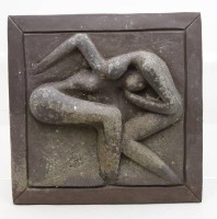 Auktion 371<br>Anne-Gret Winkler (1944 - 2018) ,  modernes Wandbild, braunes Steinzeug, ca. 32,5 x 33cm