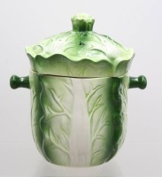 Auktion 371 / Los 9018 <br>hoher Keramik-Topf, Kohldesign, &auml;lter, ungemarkt, ca. H-25cm  ca. D-18cm