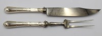 Auktion 371 / Los 11040 <br>Tranchierbesteck um 1900, 800er Silbergriffe, Gebrauchsspuren, ca. L-32cm