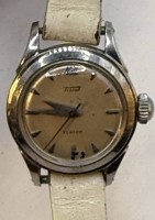 Auktion 371<br>mechan. DAU "Tissot" Turler, Handaufzug, Werk l&auml;uft, Lederband, D-2 cm, 50-er Jahre