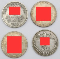 Auktion 371<br>4x div. versilberte Medaillen, sp&auml;tere Pr&auml;gungen