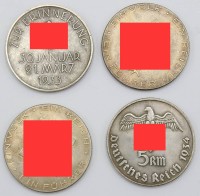 Auktion 371 / Los 7012 <br>4x div. versilberte Medaillen, sp&auml;tere Pr&auml;gungen