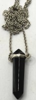 Auktion 371<br>Silberkette-925- mit schwarzen Turmalin Obelisk Anh&auml;nger, Stein H-3 cm, zus. 5,18 gr