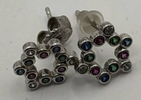 Auktion 371<br>Paar Silber-925- Ohrstecker mit Farbsteinen, 1,6 gr