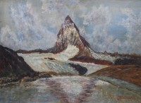 Auktion 371 / Los 4023 <br>J.Vahlert o.&auml;., Matterhorn, &Ouml;l/Holz, &auml;lter, gerahmt, RG 41,5 x 53cm