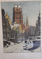 Auktion 371 / Los 5005 <br>Farblithographie, Arthur Bendrat (* 22. April 1872 in Danzig; &dagger; 2. M&auml;rz 1914 in Coswig) , St. Marien in Danzig,  gerahmt/Glas, RG 62 x 48,5cm