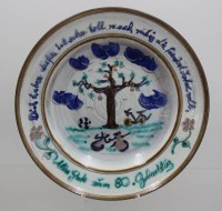 Auktion 371 / Los 9044 <br>Ehrenteller zum 80. Geburtstag, B&uuml;cking B&ouml;rnsen, ca. D-26cm