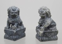 Auktion 371<br>Paar Foo-Hunde, Speckstein, alter ?, div. kl. Abplatzer, ca. H-12cm