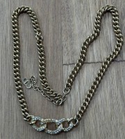 Auktion 371<br>Vintage Christian Dior Halskette, vergoldet um 1970, klare Steine (einige fehlen), L-45 cm