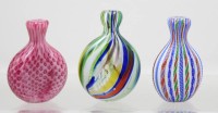 Auktion 371<br>3x Snuffbottle, Kunstglas, Murano?, ca. H-11,5cm