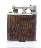 Auktion 371<br>antikes Feuerzeug, Reptilienleder, wohl 20er Jahre, ca. H-4,8cm