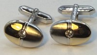 Auktion 371<br>Paar Manchettenkn&ouml;pfe, Silber-925-, klare Steine, 13,26 gr