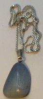 Auktion 371<br>Silberkette -925- "FBM" mit blauen Steinanh&auml;nger, L-48 cm, nur Kette 5,6 gr