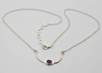 Auktion 371<br>925er Silber-Collier, mit Amethyst-Cabochon, ca. 8gr., L-42(+4)