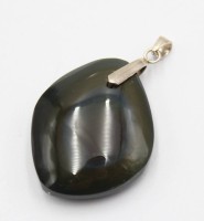 Auktion 371<br>Anh&auml;nger, Regenbogen-Obsidian, Silbermontur, ca. L-4cm