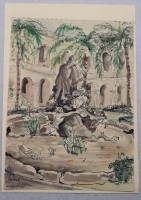 Auktion 371<br>kl. Aquarell, signiert Fontaine o.&auml;., ungerahmt, Papier auf Pappe, BG 19 x 14cm