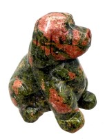 Auktion 371<br>handgeschnitzte Hundefigur  aus Unakit,, H-6 cm, T-6 cm
