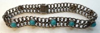 Auktion 371<br>Silber-Armband-925- mit T&uuml;rkisen, L-18 cm, 11,48 gr