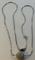 Auktion 371<br>Silber-Schlangenhalskette-925- mit Kugelanh&auml;nger, L-46 cm, 7,62 gr