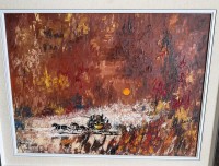 Auktion 371 / Los 4041 <br>anonymes grosses Gem&auml;lde, Postkutsche, &Ouml;l/Leinen, gerahmt, 73x92 cm