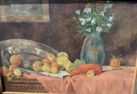 Auktion 371 / Los 4047 <br>Willy KUKUK (1875-1944) signiertes grosses Stilleben,  &Ouml;l/Leinen, gut gerahmt, RG  104x143 cm, (Sperrgut)