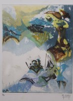 Auktion 371 / Los 5022 <br>Muriel GIRE (1966), Titel &bdquo;Diamants De Lune&ldquo;, Farbradierung, Nr. 11/99, gerahmt/Glas, RG 46 x 40cm