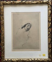 Auktion 371<br>Ernst Oppler (1867-1929), "Anna Pavlova  als sterbender Schwan 1905" signierte Radierung, ger/Glas, RG 54x44 cm