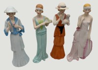 Auktion 371<br>4 Porzellan-Damen in Art Deco Kleidung "Royal" M&uuml;nchen, H-ca. 16 cm