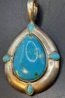 Auktion 371<br>Carolyn Pollack Sterling Silber-925- T&uuml;rkis Schmuck Anh&auml;nger, H-5,5 cm, 13,5 gr