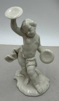 Auktion 371<br>Nymphenburg Figur "Junge mit Tschinellen", H-13 cm, Pressmarke, weiss, Anfang 20.Jhd., Entw. Bustelli