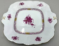 Auktion 371<br>Kuchenplatte "Herend" Apponyi rot, 28x24 cm