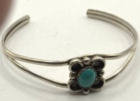 Auktion 371<br>Silber-Armspange (gepr&uuml;ft) mit blauen Stein, 10,06 gr