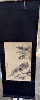 Auktion 371<br>H&Auml;NGERROLLE JAPANISCHE MALEREI  Kakejiku, Adler, wohl Tuschezeichnung? Rolle ca. 210x65 cm