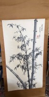 Auktion 371<br>H&Auml;NGERROLLE JAPANISCHE MALEREI  Kakejiku "Bambus", ca. 200x65 cm