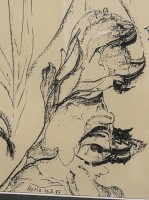 Auktion 371<br>HeHo 1987 (wohl Horst Janssen?), Blumen, ger/Glas, RG 50x40 cm