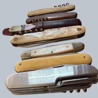 Auktion 371<br>7x alte Taschenmesser, 2x mit Werbung