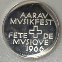 Auktion 372<br>Schweizer Silbermedaille 900/1000,, Aarau Musikfest 1966, D-3 cm, 15,07 gr