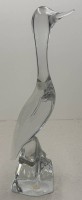 Auktion 372<br>hohe Glasfigur "Reiher" von Daum, France, Klarglas signiert, H-44 cm