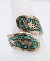 Auktion 372<br>Navajo-Silbering, Sterling, innen gepunzt LA = Len Adakai, 4,8gr., offene Schiene