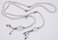 Auktion 372<br>Vintage-Schal-Kette, Glas mit 925er Silberelementen, ca. L-110cm