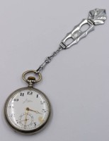Auktion 372 / Los 2014 <br>Taschenuhr, Junghans, Kronenaufzug, 20/30er JahreWerk l&auml;uft, mit Chatelaine, ca. D-4,8cm