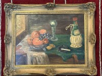 Auktion 372<br>Gerh. Garbe "Stilleben mit Obst" &Ouml;l/Malfaser,  gut gerahmt, RG 40x50 cm,