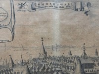 Auktion 372<br>Karte von Reimersvaal (Rommersvael), im 17/18 Jhd. bei Sturmflut untergegangene Stadt in Zeeland (Holland), verso  Beschreibung in Holl&auml;ndisch und Deutsch, ger/Glas, RG 46x53 cm