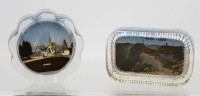 Auktion 372 / Los 10022 <br>2x Ansichten-Paperweights, &auml;lter, D-8,5cm  und 6,5 x 10cm