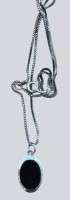 Auktion 372<br>Silberkette-925- mit Anh&auml;nger, Onyx Lagenstein, L-ca. 40 cm, 4,43 gr.