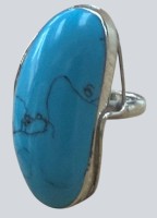 Auktion 372<br>gr. Silberring-925- mit T&uuml;rkis-Cabouchon, Kopfl&auml;nge 4 cm, 13,47 gr., RG 54