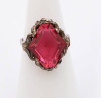 Auktion 372<br>835er Silber-Ring, rosa Stein, wohl 30er Jahre, zus. ca. 4,8gr., RG 51